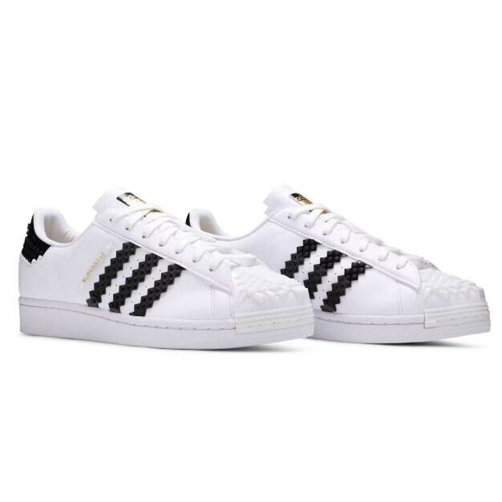 Adidas Superstar Lego Base Plates White Black Leather Men's Sneakers Size 13.5